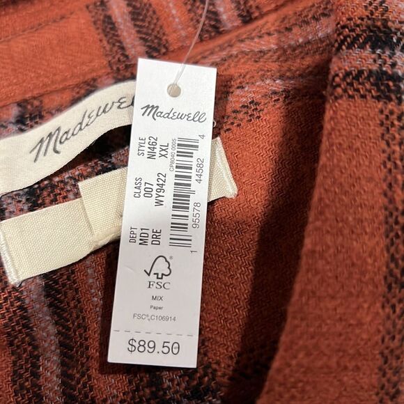 Madewell Slub Flannel Easy Long-Sleeve Shirt golden Oak NWT size XXL - Picture 7 of 12